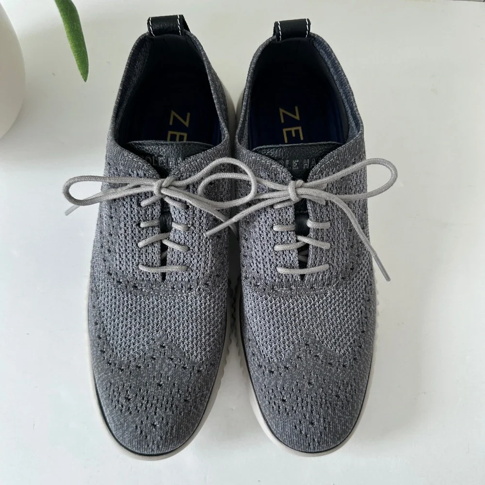 Cole Haan ZeroGrand Gray‎ Stitchlite Wingtip Knit Oxford Dress Shoes Men Size 8M